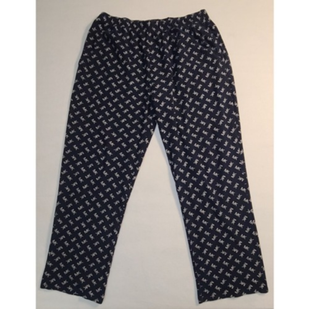Michael Kors Pajama Pants Unisex Med Navy Graphic Logo Lounge Sleepwear Elastic